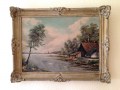 Paisaje con Lago y Cabaña de los años 30
